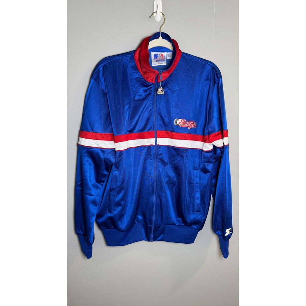 Vintage Starter Texas Rangers MLB Track Jacket Blue Red White Full Zip Mens L